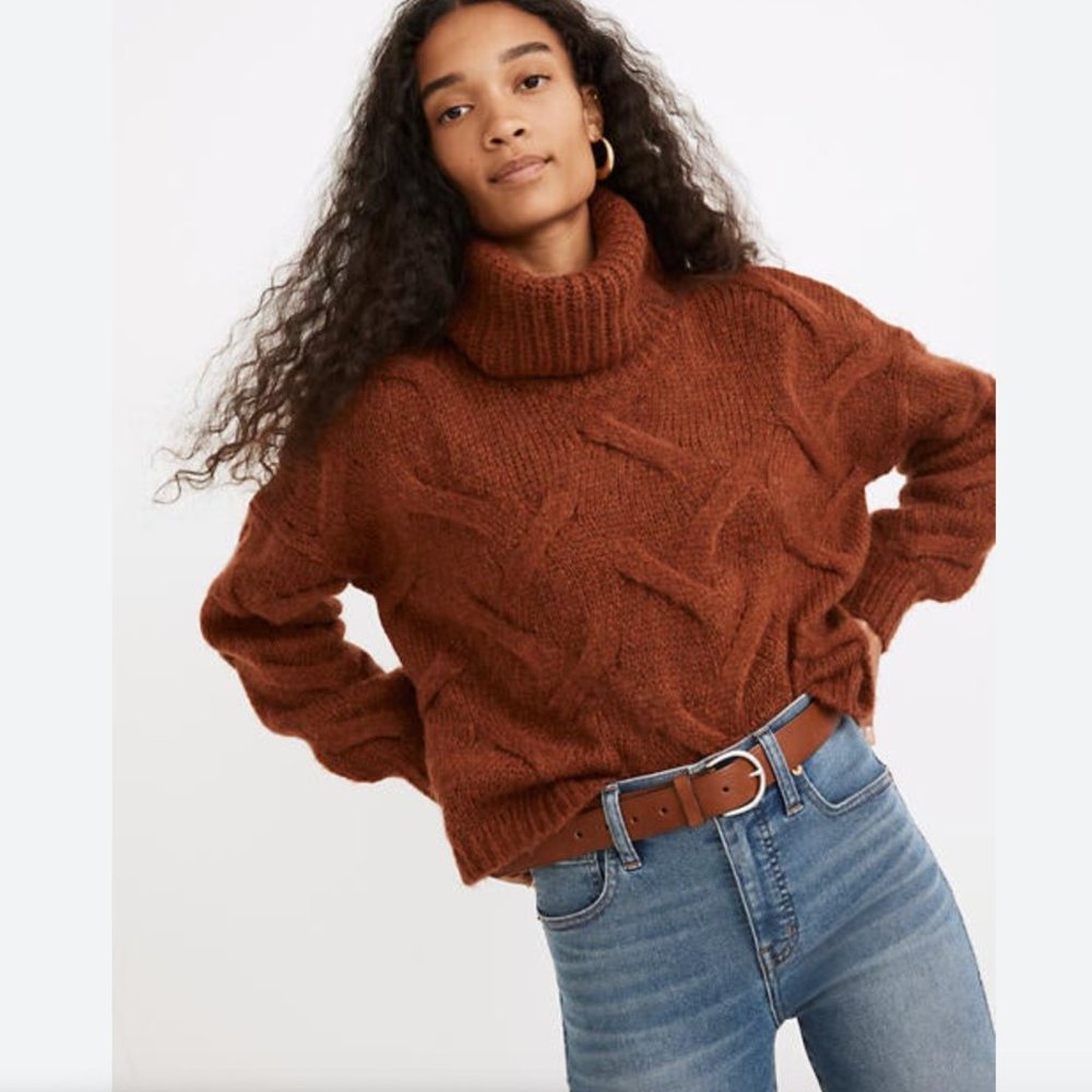 Madewell Somervell Modern Cable Turtleneck Sweater